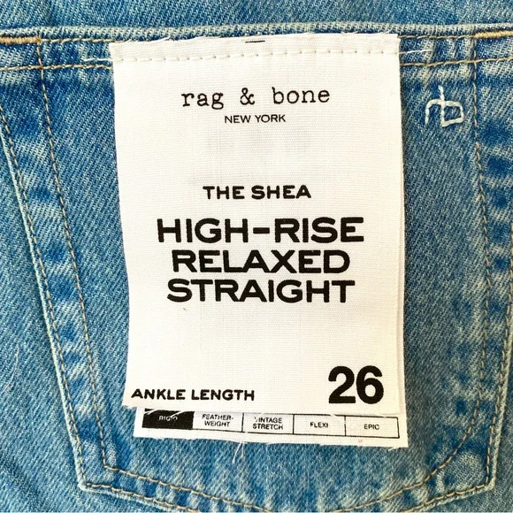 rag & bone The Shea High-Rise Straight Rigid Relexed Jeans in Ithaca, Sz. 26 NWT - Picture 13 of 16